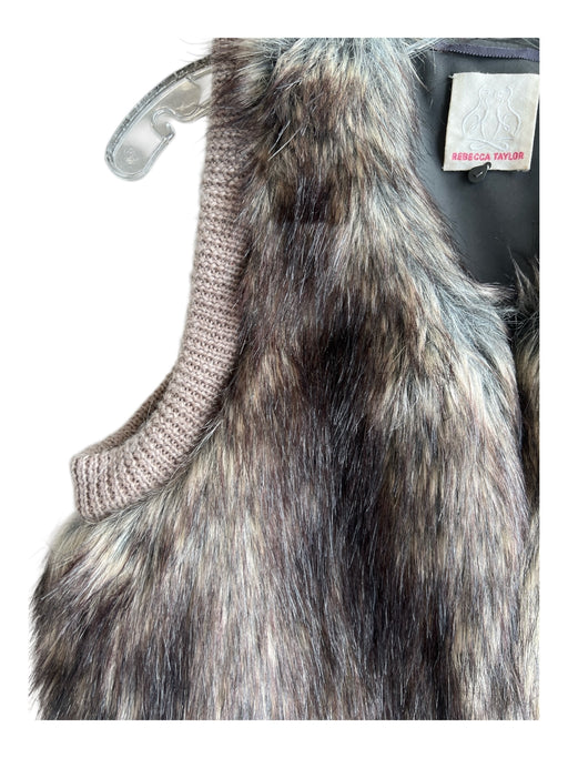 Rebecca Taylor Size L Brown Faux Fur Polyester Sleeveless Knit Vest Brown / L