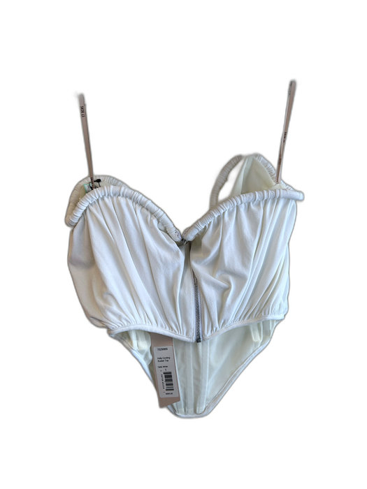 Net-A-Porter Size 4 White Viscose Boning solid color V Neck Cropped Top White / 4