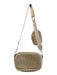 No Brand Beige & White Tweed Zip Close Crossbody Strap Gold Hardware Bag Beige & White / S