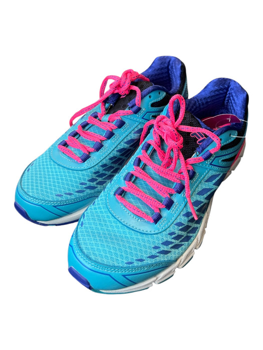 Fila Shoe Size 6.5 Blue & Pink Leather Upper Round Toe Mesh Detail Sneakers Blue & Pink / 6.5
