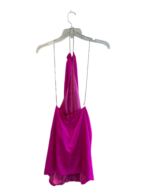 Retrofete Size Large Hot pink Silk Backless Halter Back Zip Mini Dress Hot pink / Large