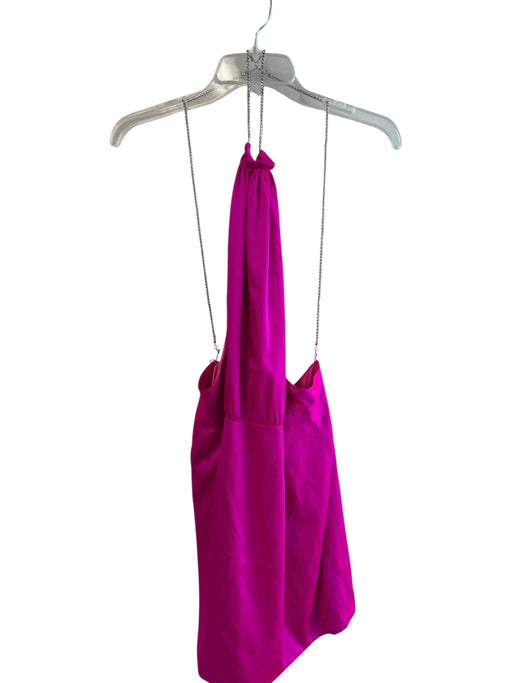 Retrofete Size Large Hot pink Silk Backless Halter Back Zip Mini Dress Hot pink / Large