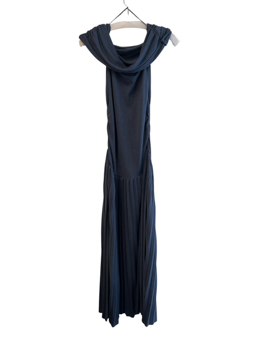 Lioness Size Medium Dark Blue Viscose Sleeveless Ruched Sides Off Shoulder Dress Dark Blue / Medium