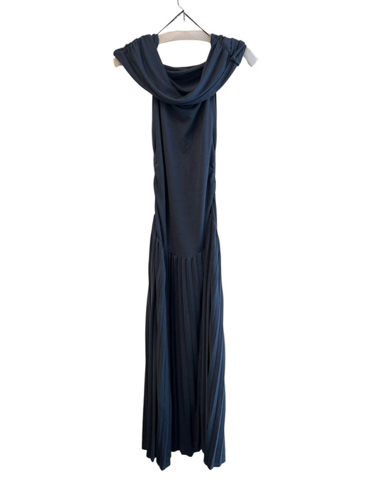 Lioness Size Medium Dark Blue Viscose Sleeveless Ruched Sides Off Shoulder Dress Dark Blue / Medium