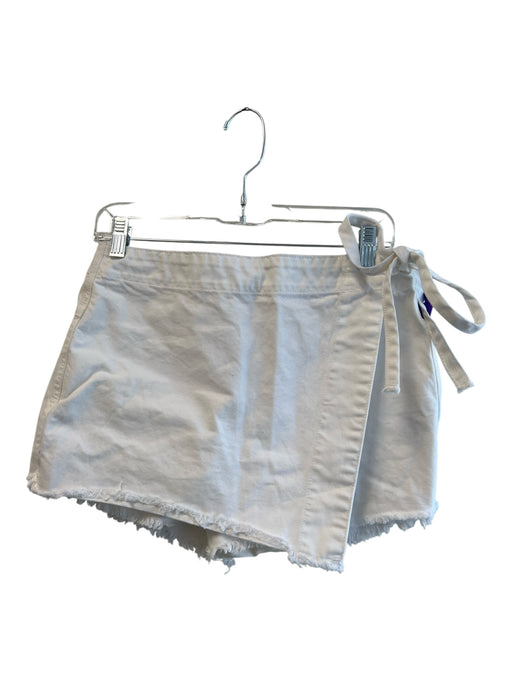 We The Free Size 8 White Cotton Wrap Tie at Waist Frayed Hem Zip Fly Skort White / 8