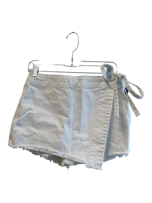 We The Free Size 8 White Cotton Wrap Tie at Waist Frayed Hem Zip Fly Skort White / 8
