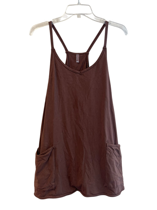 FP Movement Size S/P Brown Cotton Blend Built in Shorts Sleeveless V Neck Dress Brown / S/P