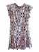 Oliphant Size Medium White, Red & Blue Cotton Lined Ruffle Sleeveless Dress White, Red & Blue / Medium