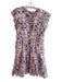Oliphant Size Medium White, Red & Blue Cotton Lined Ruffle Sleeveless Dress White, Red & Blue / Medium
