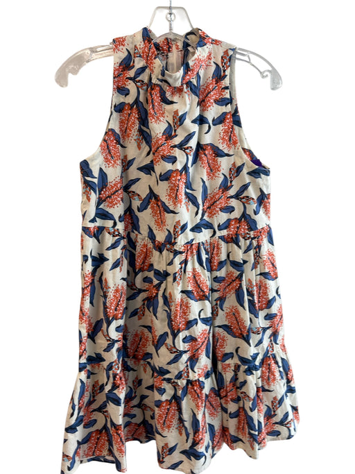 TCEC Size Small White, Blue & Orange No Fabric Tag Sleeveless high neck Dress White, Blue & Orange / Small