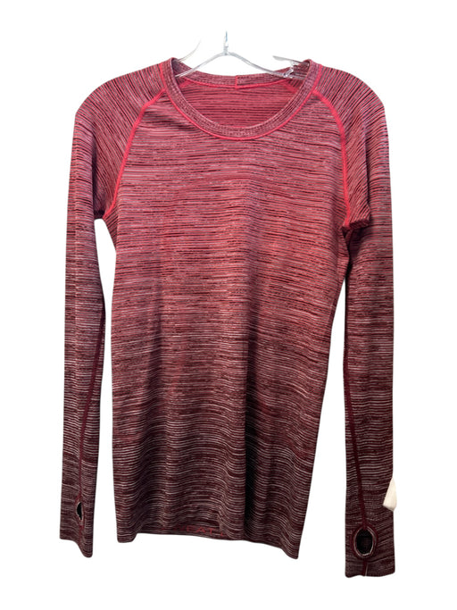 Lululemon Size 6 Burgundy No Fabric Tag Long Sleeve Striped Round Neck Top Burgundy / 6
