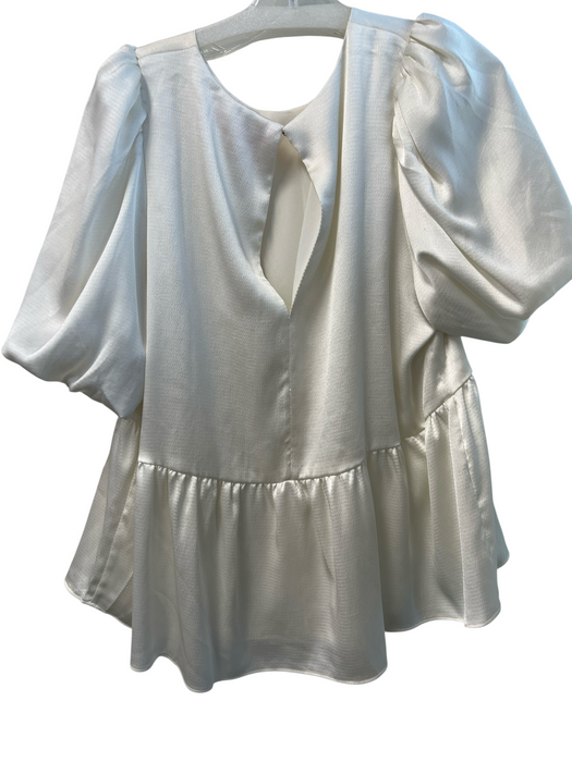 Lily Pulitzer Size 12 White Polyester Round Neck solid color Key Hole back Top White / 12