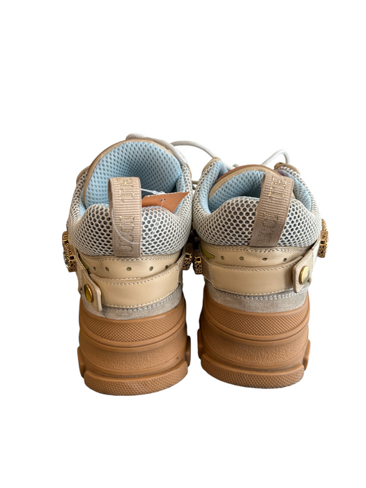 Gucci Shoe Size 6 Beige & Multi Leather & Fabric Jeweled Application Logo Shoes Beige & Multi / 6