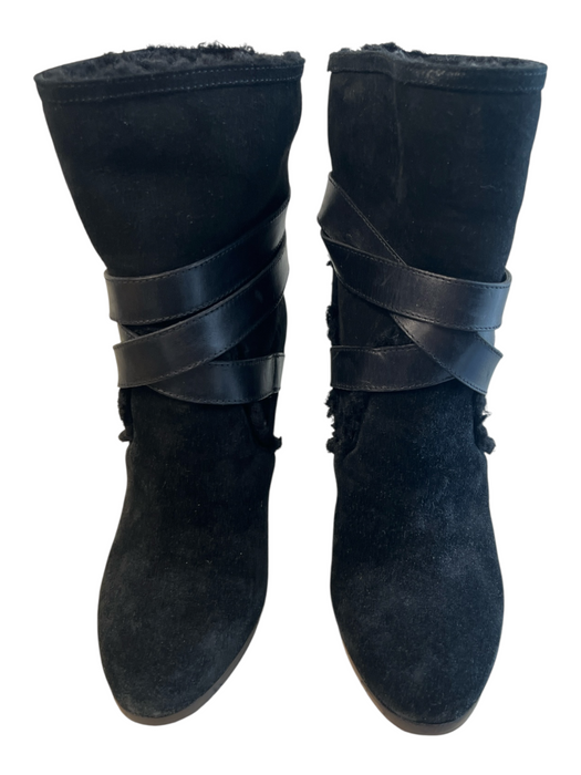 Burberry Shoe Size 37.5 Black Suede & Leather High Heel Strapy Above ankle Boots Black / 37.5