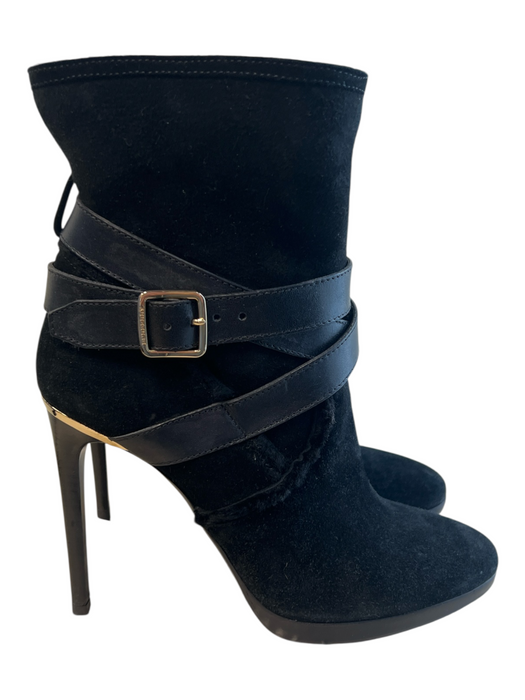 Burberry Shoe Size 37.5 Black Suede & Leather High Heel Strapy Above ankle Boots Black / 37.5