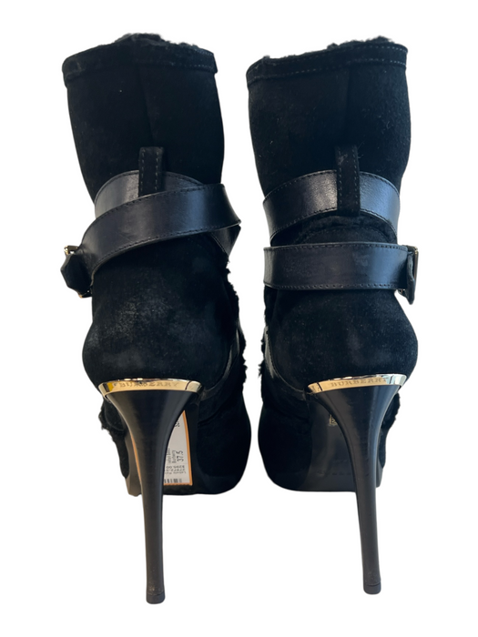 Burberry Shoe Size 37.5 Black Suede & Leather High Heel Strapy Above ankle Boots Black / 37.5