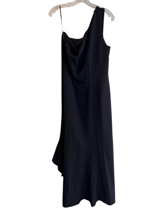 Vince Camuto Size 14 Black Polyester & Elastane Lined Gathered Assymetric Dress Black / 14