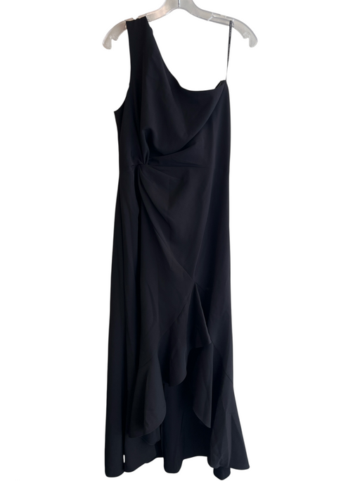 Vince Camuto Size 14 Black Polyester & Elastane Lined Gathered Assymetric Dress Black / 14