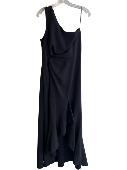 Vince Camuto Size 14 Black Polyester & Elastane Lined Gathered Assymetric Dress Black / 14