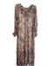 By Anthropologie Size M Beige & Multi Cupro Tie V Neck Sheer Overlay Owl Dress Beige & Multi / M