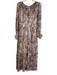 By Anthropologie Size M Beige & Multi Cupro Tie V Neck Sheer Overlay Owl Dress Beige & Multi / M