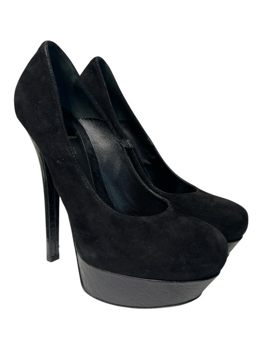 Fendi Shoe Size 37 Black Suede Almond Toe Platform Stiletto Pump Shoes Black / 37