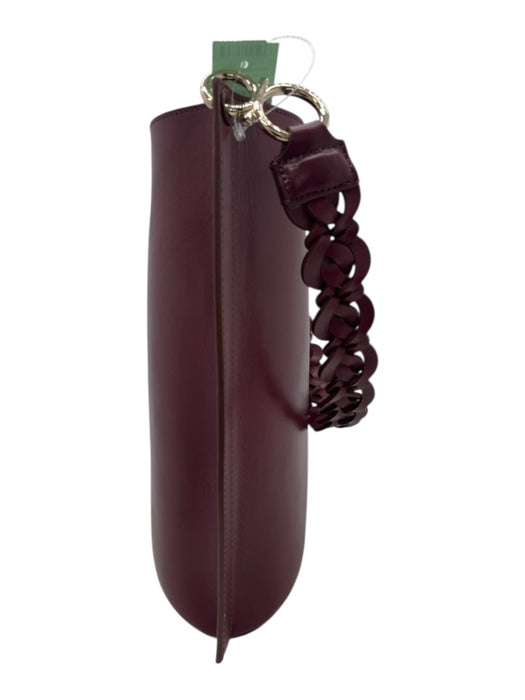 Lafayette 148 Burgundy Red Leather Braided Crossbody Strap Bucket Bag Burgundy Red / Medium