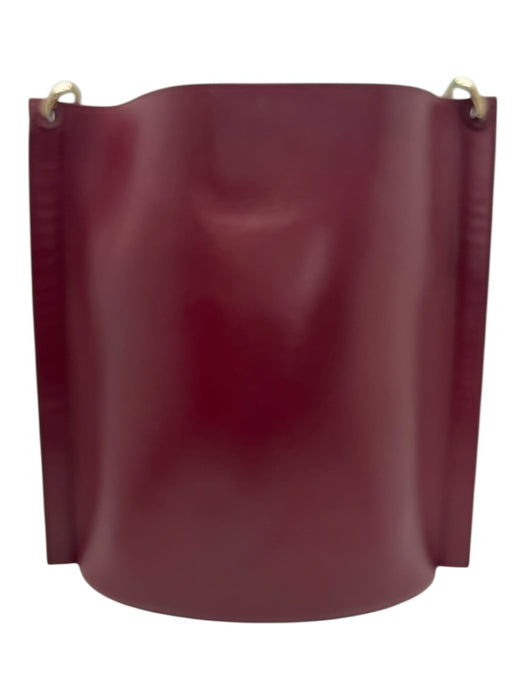 Lafayette 148 Burgundy Red Leather Braided Crossbody Strap Bucket Bag Burgundy Red / Medium