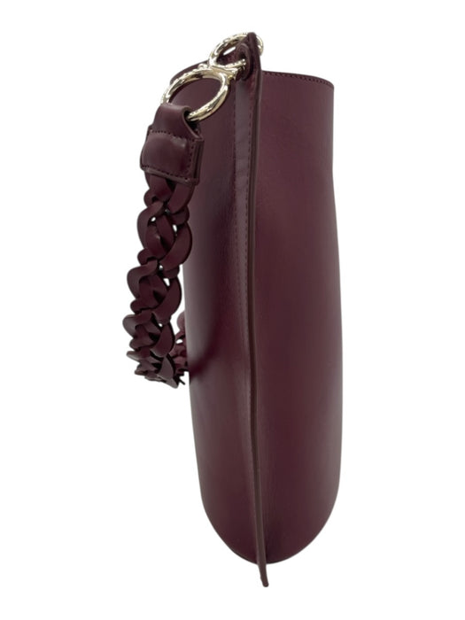 Lafayette 148 Burgundy Red Leather Braided Crossbody Strap Bucket Bag Burgundy Red / Medium