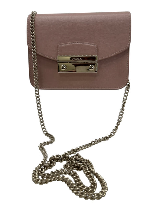 Furla Blush Pink Coated Canvas Crossbody Chain Gold Hardware Crossbody Bag Blush Pink / XS