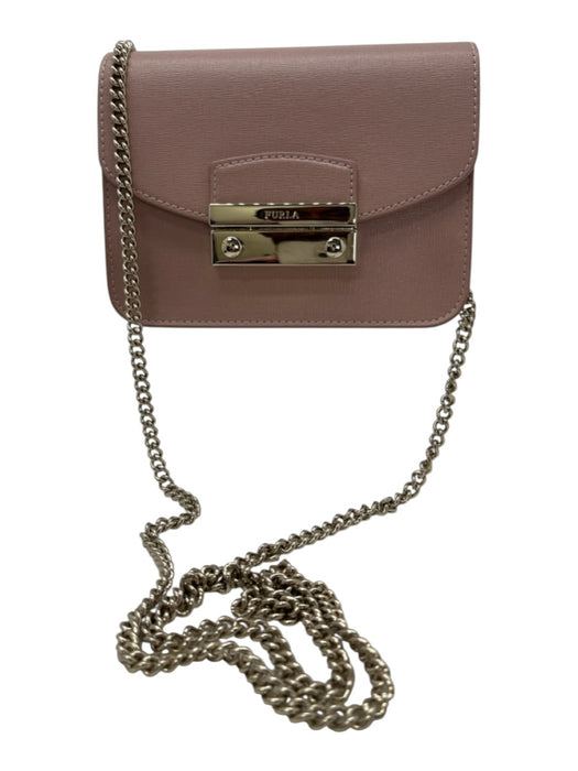 Furla Blush Pink Coated Canvas Crossbody Chain Gold Hardware Crossbody Bag Blush Pink / XS