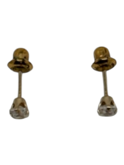 No Brand Gold Diamond 14K Post Back Stud Earrings Gold