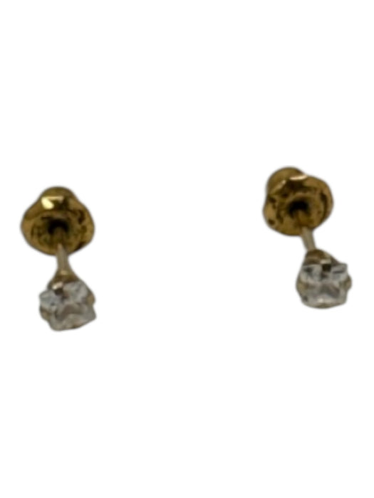 No Brand Gold Diamond 14K Post Back Stud Earrings Gold