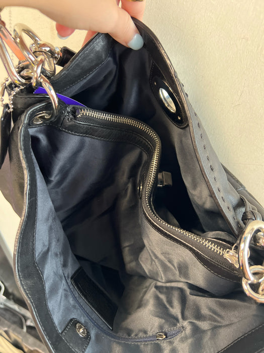 Coach Black Leather Triple Compartment Shoulder & Crossbody Straps Bag