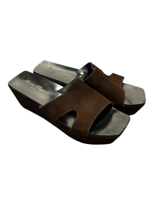 Robert Clergerie Shoe Size 7.5 Dark Brown Suede Square Toe Top Strap Shoes Dark Brown / 7.5