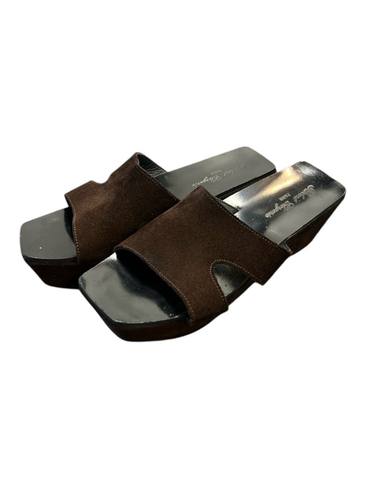 Robert Clergerie Shoe Size 7.5 Dark Brown Suede Square Toe Top Strap Shoes Dark Brown / 7.5