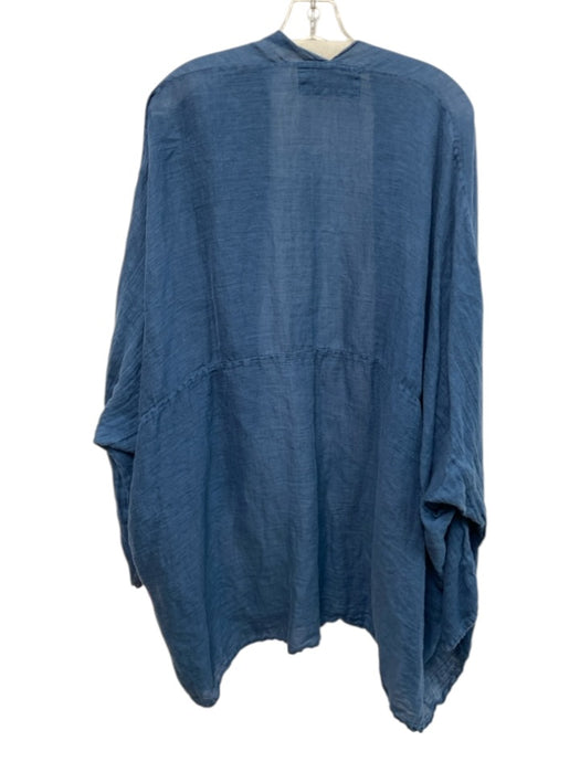 Grizas Size M Blue Linen Open Front Long Sleeve Knee length Cardigan Blue / M