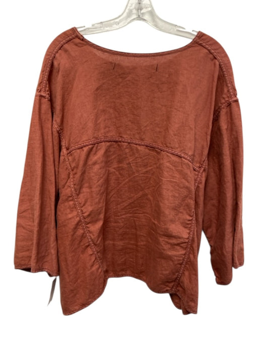 Cynthia Ashby Size L Terra Cotta Red Linen 3/4 Sleeve Pocket Tunic Top Terra Cotta Red / L