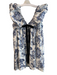 OPT Size M Blue & White 100% Cotton Bow Floral V Neck Back Zip Dress Blue & White / M