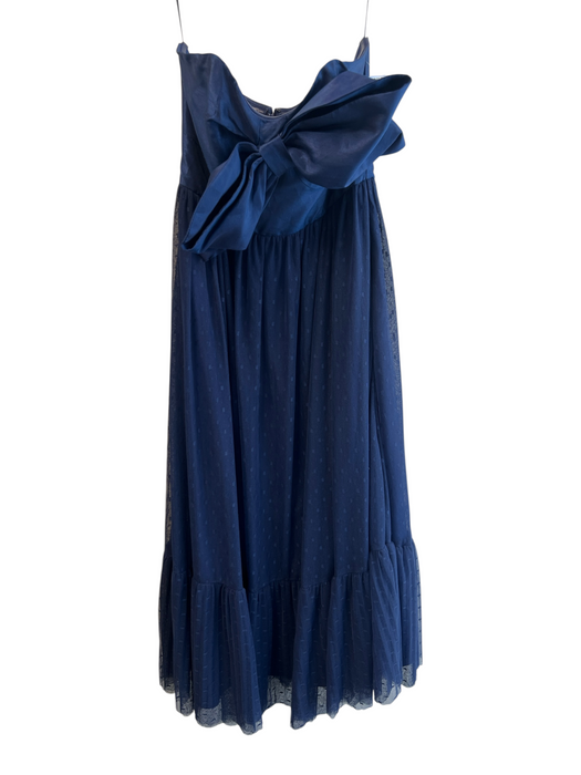 Hutch Size 2 Navy Polyester Strapless Bow Back Zip Mesh Accents Dress Navy / 2
