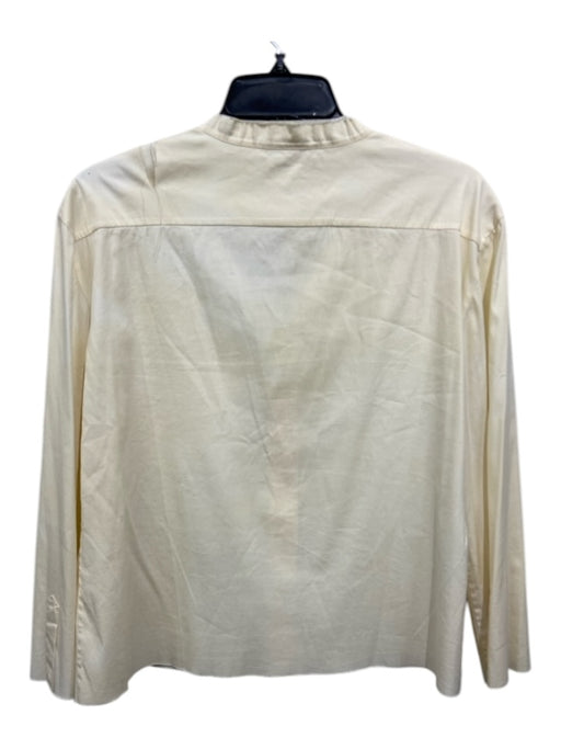 Prada Size 44 Eggshell Cotton Distressed Button Down Top Eggshell / 44