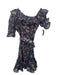 Ted Baker Size 3/Large Navy & Pink Print Floral Ruffles Belt Inc. Dress Navy & Pink Print / 3/Large