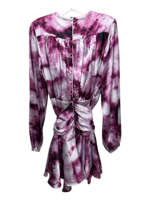 Elliatt Size M Purple, Pink, White Polyester Long Balloon Sleeve Tie Dye Dress Purple, Pink, White / M