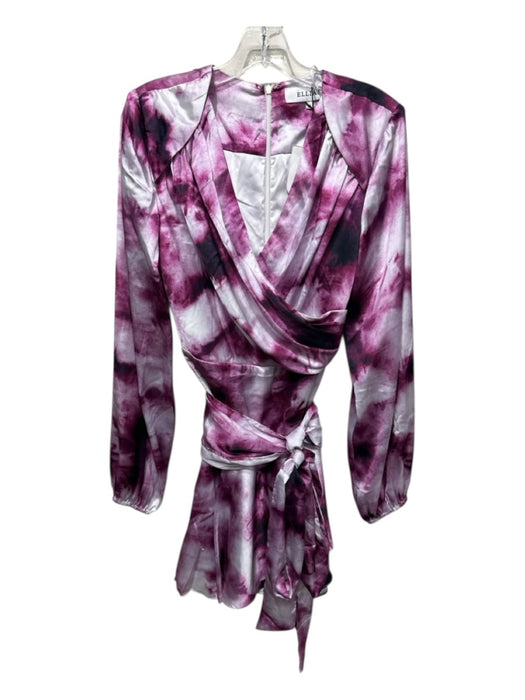 Elliatt Size M Purple, Pink, White Polyester Long Balloon Sleeve Tie Dye Dress Purple, Pink, White / M