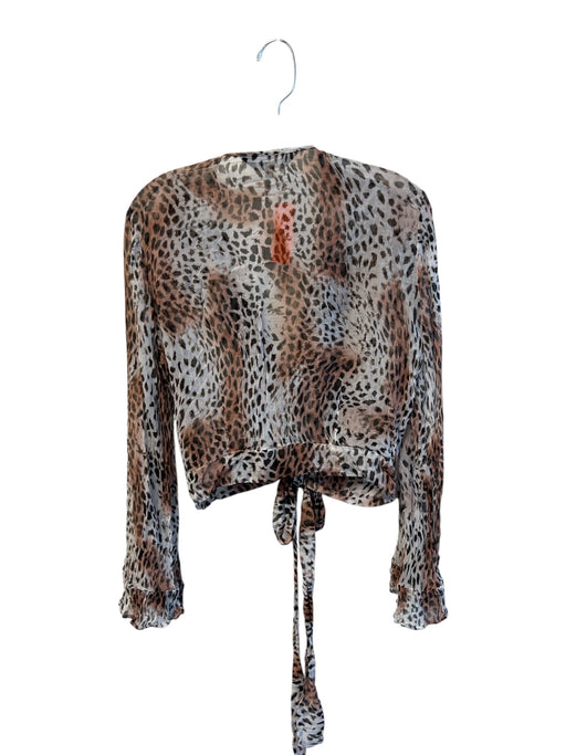 Kivari Size S Brown & Black Rayon Sheer Button Front Long Sleeve Top Brown & Black / S