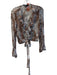 Kivari Size S Brown & Black Rayon Sheer Button Front Long Sleeve Top Brown & Black / S