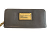 Marc By Marc Jacobs Grey Manmade Material Gold hardware Logo Zip Close Wallets Grey