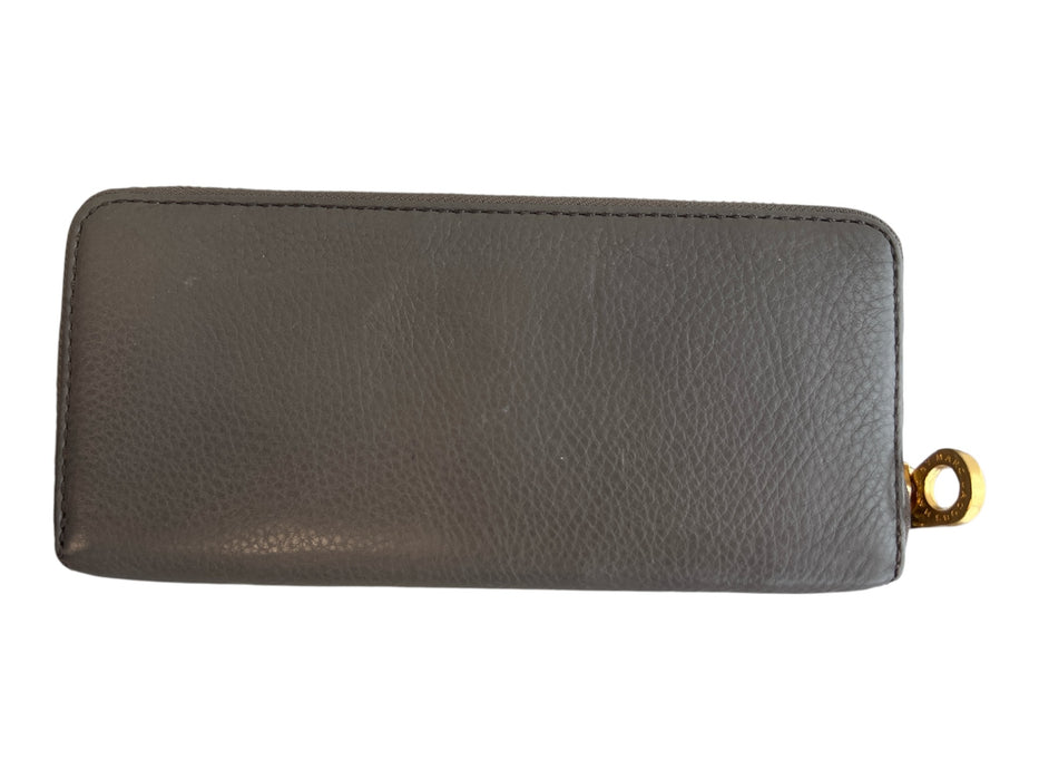 Marc By Marc Jacobs Grey Manmade Material Gold hardware Logo Zip Close Wallets Grey