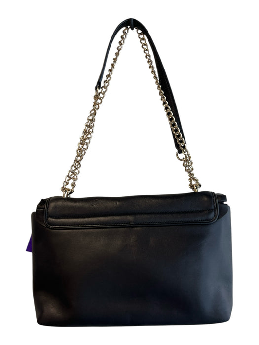 Kate Spade Black Manmade Material Silver Hardware Ruffle Detail Purse Black / Medium