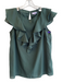 Parker Size Small Green Polyester Round Neck Sleeveless Ruffle Detail Top Green / Small